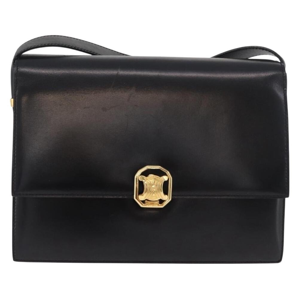 Celine Leather Shoulder Bag Black